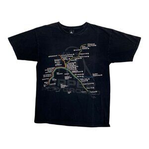 Vintage Upper Playground T-Shirt Size L “Bart Map” San Francisco Y2K Black